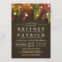 Rustieke Herfst herfstbladeren bruiloft uitnodigin