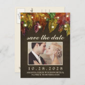 Rustieke Herfst herfstbladeren Sla de datumkaarten Aankondigingskaart (Voorkant / Achterkant)