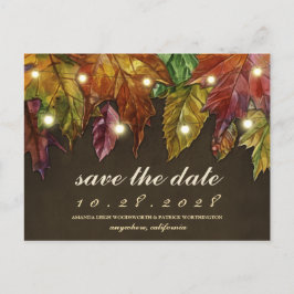 Rustieke Herfst herfstbladeren Sla de datumkaarten Aankondigingskaart