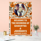 Rustieke Herfst herfstbloemen foto bruiloft welkom Acryl Bord (Huwelijk)