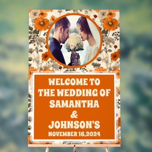 Rustieke Herfst herfstbloemen foto bruiloft welkom Acryl Bord (Neutraal)