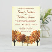 Rustieke Herfst herfstbomen bos bruiloft uitnodigi Kaart (Staand voorkant)