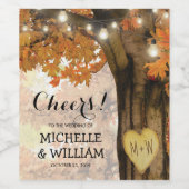 Rustieke Herfst Herfstboom Proost op de bruiloft Wijn Etiket (Enkel label)