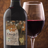 Rustieke Herfst Herfstboom Proost op de bruiloft Wijn Etiket