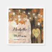 Rustieke herfst herfstboom twinkellichten bruiloft servet (Voorkant)