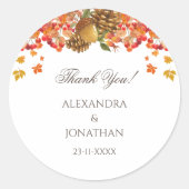 Rustieke herfst herfstbruiloft Dank u Ronde Sticker (Voorkant)