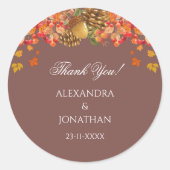Rustieke herfst herfstbruiloft Dank u Ronde Sticker (Voorkant)