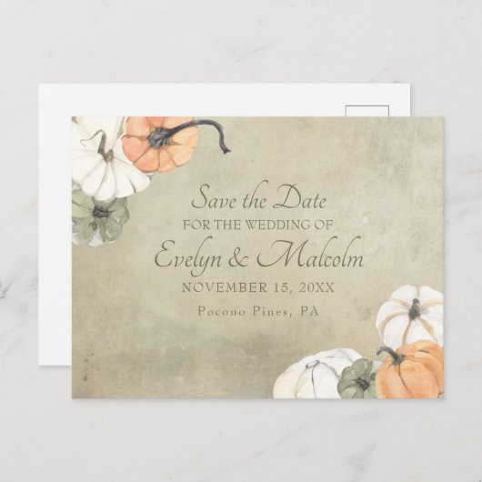 Rustieke Herfst herfstbruiloft Save the Date Aankondigingskaart (Voorkant / Achterkant)