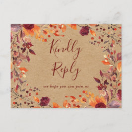 Rustieke herfst herfstlied verzoek RSVP ansichtkaa Uitnodiging Briefkaart