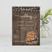 Rustieke Herfst herfsttruck bruiloft uitnodiging (Staand voorkant)