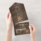 Rustieke Herfst herfstvrachtwagen String Lights Br All In One Uitnodiging (Afscheurbaar)