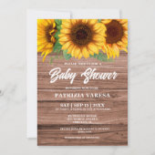 Rustieke Herfst Houten Zonnebloem Baby shower Kaart (Voorkant)