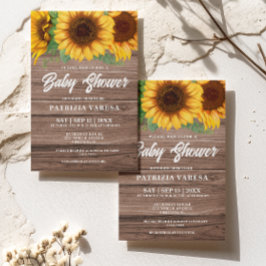 Rustieke Herfst Houten Zonnebloem Baby shower Kaart