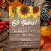 Rustieke Herfst Houten Zonnebloem Oh Baby shower Kaart