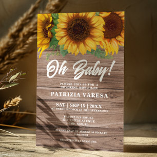 Rustieke Herfst Houten Zonnebloem Oh Baby shower Kaart