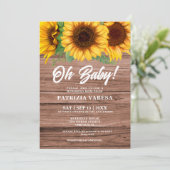 Rustieke Herfst Houten Zonnebloem Oh Baby shower Kaart (Staand voorkant)
