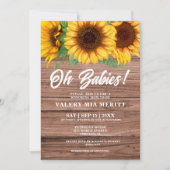 Rustieke Herfst Houten Zonnebloem Oh Baby shower Kaart (Voorkant)