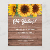 Rustieke Herfst Houten Zonnebloem Oh Baby's Shower (Voorkant)