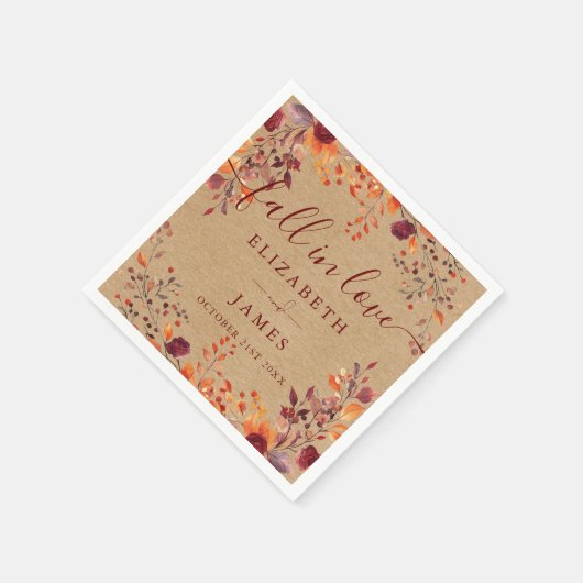 Rustieke Herfst In Liefde Herfst Herfst Bloemblade Servet (Hoek)