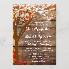Rustieke Herfst in Liefde Oak Tree Wedding Invitat Kaart