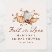 Rustieke Herfst in Liefde Pompoen Bloemen Vrijgeze Wijn Etiket (Enkel label)