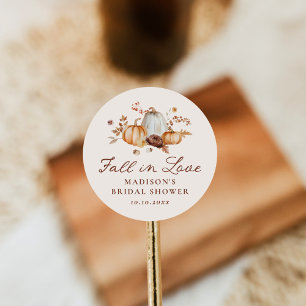 Rustieke Herfst in Liefde Pompoen Bloemrijke Bruid Ronde Sticker