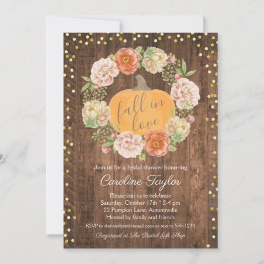 Rustieke Herfst in Liefde Pompoen Herfst Vrijgezel Kaart (Voorkant)