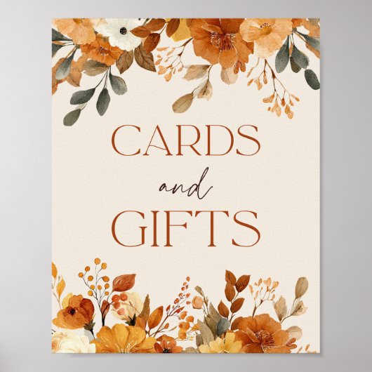 Rustieke Herfst In Liefde Waterverf Kaarten Gesche Poster (Voorkant)