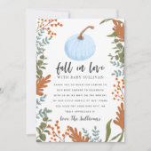Rustieke Herfst in Love Blue Pumpkin Baby shower Bedankkaart (Voorkant)