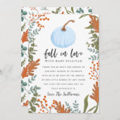Rustieke Herfst in Love Blue Pumpkin Baby shower Bedankkaart (Voorkant / Achterkant)