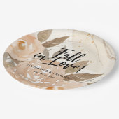 Rustieke Herfst in Love Peach Flowers Papieren Bordje (Gekanteld)