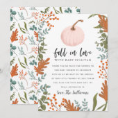 Rustieke Herfst in Love Pink Pumpkin Baby shower Bedankkaart (Voorkant / Achterkant)