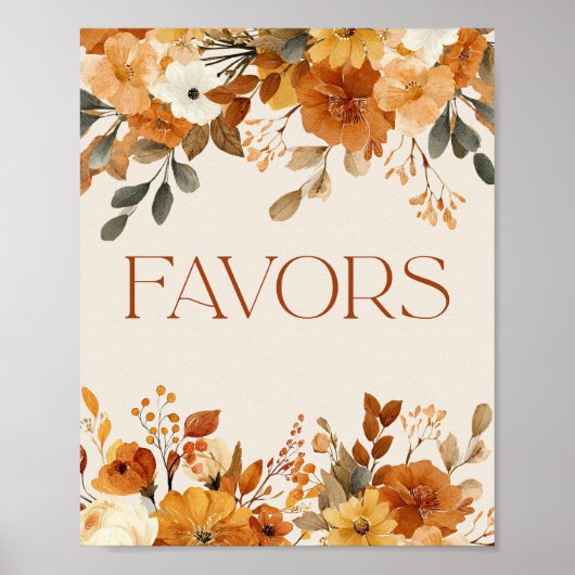 Rustieke Herfst In Love Waterverf Boho Favors Sign Poster (Voorkant)