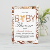 Rustieke Herfst Ingelijste Brown Bow Baby shower Kaart (Staand voorkant)