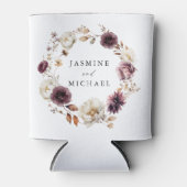 Rustieke herfst Ivoor en Marsala Bloemenbruiloft Blikjeskoeler (Voorkant)