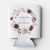 Rustieke herfst Ivoor en Marsala Bloemenbruiloft Blikjeskoeler (Achterkant)