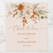 Rustieke herfst juicht om bruiloft lief te hebben wijn etiket (Enkel label)