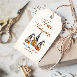 Rustieke Herfst kabouters pompoen Happy Thanksgivi Cadeaulabel