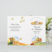 Rustieke herfst kapel bruiloft programma (Staand voorkant)