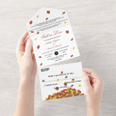 Rustieke herfst laat Boho herfst bloemenhuwelijk All In One Uitnodiging (Afscheurbaar)