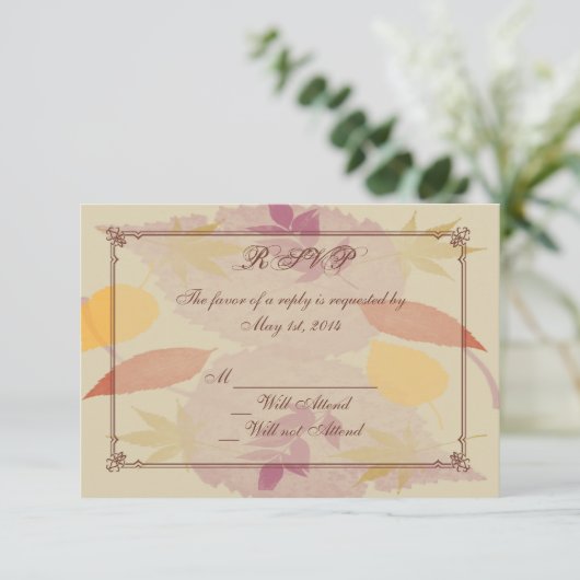 Rustieke herfst laat bruiloft reactie Kaart (Staand voorkant)