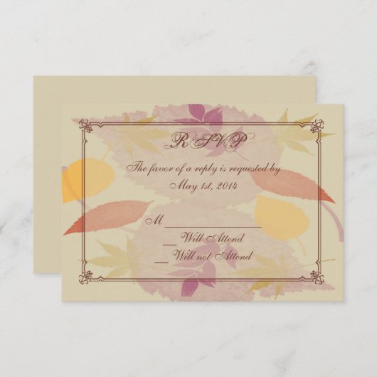 Rustieke herfst laat bruiloft reactie Kaart (Voorkant / Achterkant)