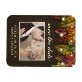 Rustieke herfst laat foto opslaan van de datum mag magneet (Horizontaal)