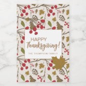 Rustieke herfst laat gelukkig Thanksgiving Custom Wijn Etiket (Enkel label)