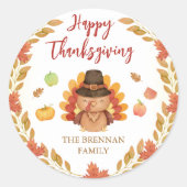 Rustieke herfst laat Gobble Thanksgiving Ronde Sticker (Voorkant)