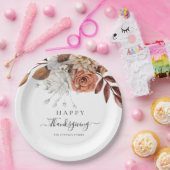 Rustieke herfst laat Happy Thanksgiving achter Papieren Bordje (Feest)