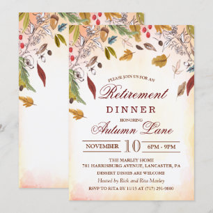 rustieke herfst laat pensioen diner uitnodiging