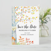 Rustieke herfst laat QR-code opslaan de datum Save The Date (Staand voorkant)