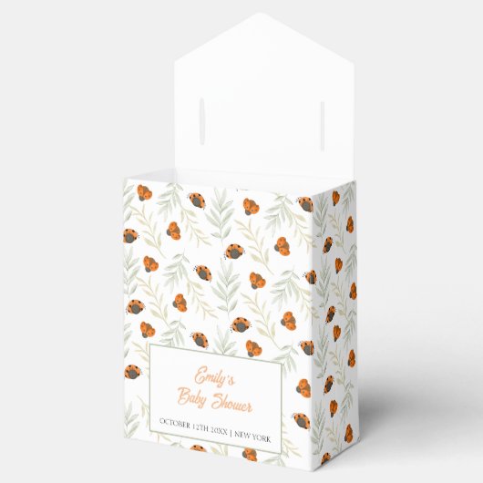 Rustieke Herfst Ladybug Greenery Baby shower Bedankdoosjes (Geopend)