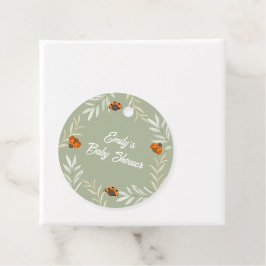 Rustieke Herfst Ladybug Greenery Baby shower Bedankjes Labels (In situ)